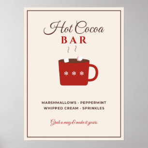 Poster Letreiro de Barra de Chocolate Quente Natal Festa