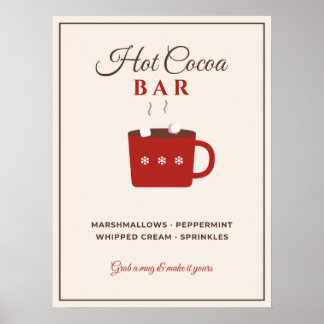 Poster Letreiro de Barra de Chocolate Quente Natal Festa