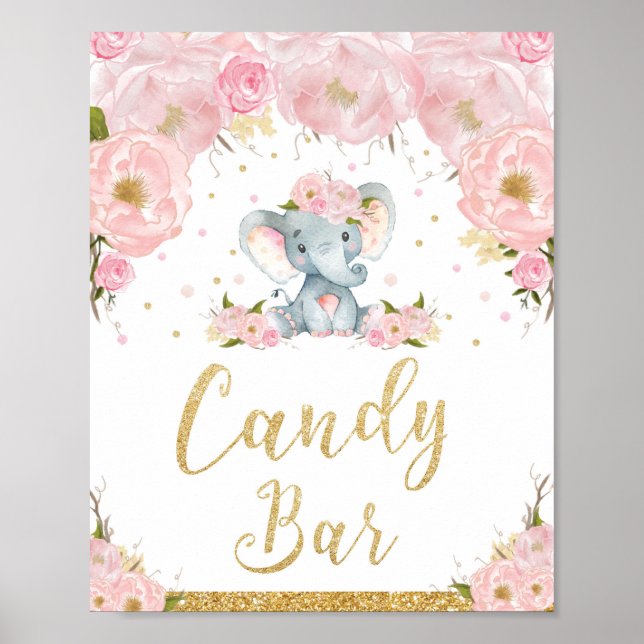Poster Letreiro de Barra de Doces para Chá de Bebê com El (Frente)