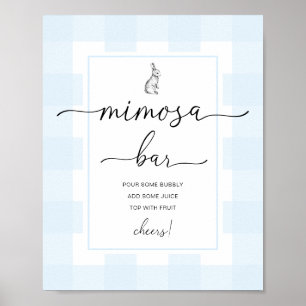 Poster Letreiro de barra de Mimosa com coelho azul xadrez