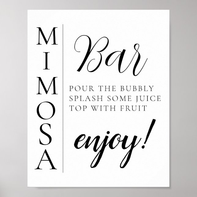Poster Letreiro de Barra de Mimosa com Roteiro Minimalist (Frente)