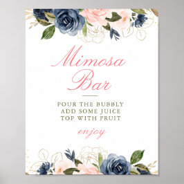 Poster letreiro de barra de mimosa para chá de noiva com 