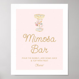 Poster Letreiro de Barra de Mimosa Pétalas Cor-de-Rosa e