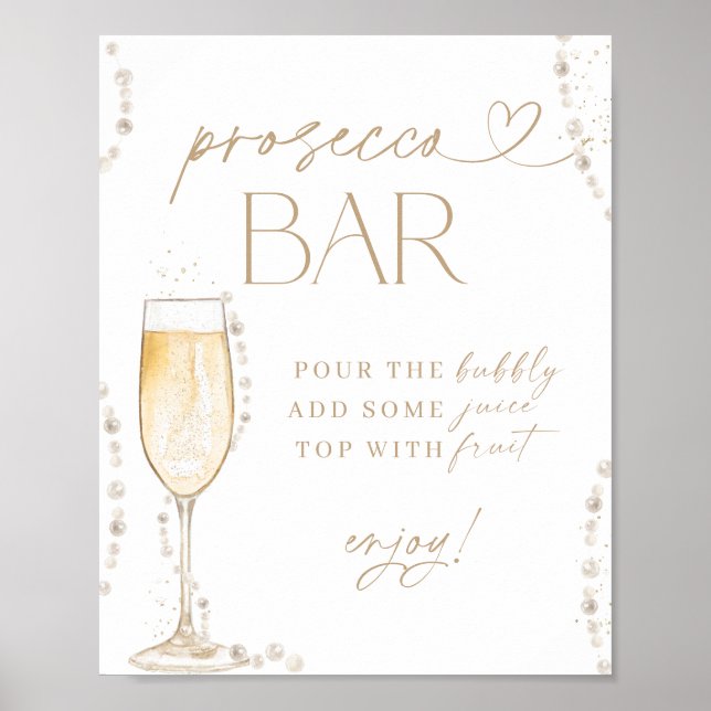 Poster Letreiro de Barra de Prosecco para Chá de Noiva, P (Frente)