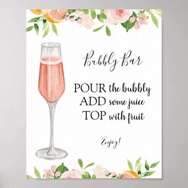 Poster Letreiro de Bebida Bubbly de Citrus (Frente)
