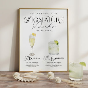 Poster Letreiro de Bebida Personalizada de Casamento com