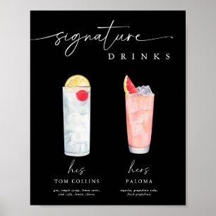 Poster Letreiro de Bebidas com Assinatura Moderna para Ca