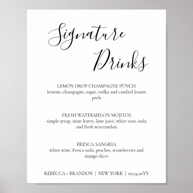 Poster Letreiro de Bebidas com Assinatura Simples de Rebe (Frente)