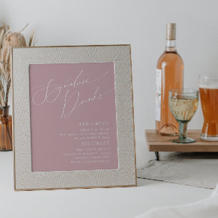 Poster Letreiro de Bebidas com Letra Caprichosa Rosa Empo