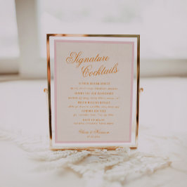Poster Letreiro de Bebidas de Assinatura de Casamento em