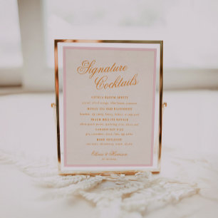 Poster Letreiro de Bebidas de Assinatura de Casamento em