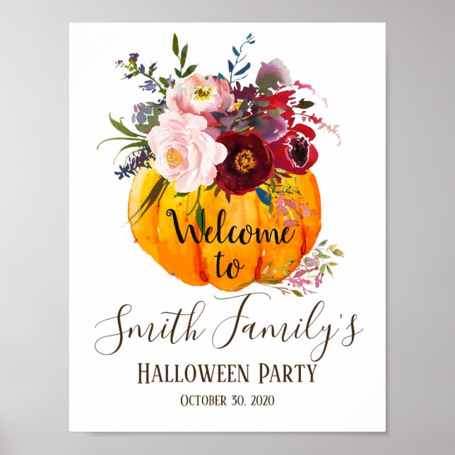 Poster Letreiro de boas-vindas de abóbora de Halloween (Frente)