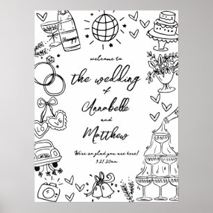 Poster Letreiro de Boas-Vindas de Casamento Caprichoso De