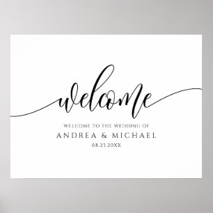 Poster Letreiro de Boas-Vindas de Casamento com Caligrafi