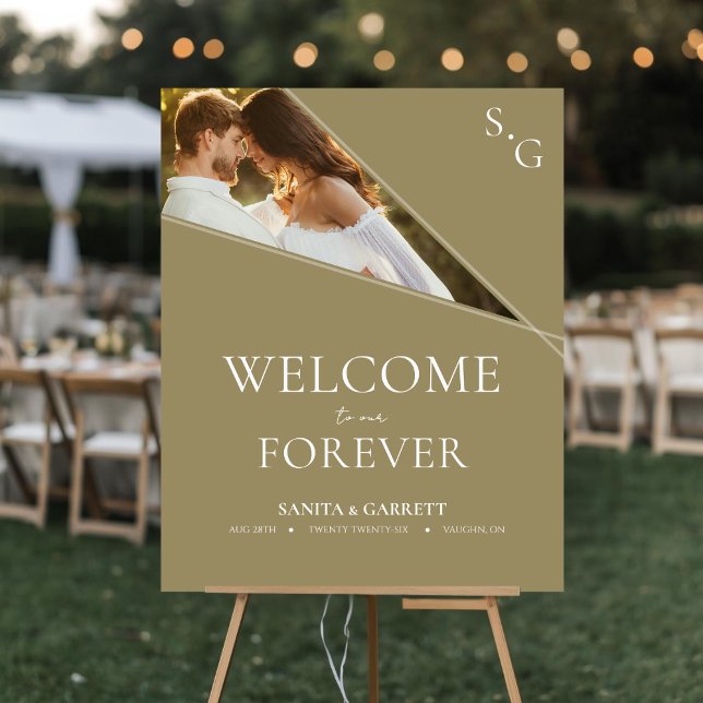 Poster Letreiro de Boas-Vindas de Casamento com Foto Cont (Wedding Photo Welcome Sign)