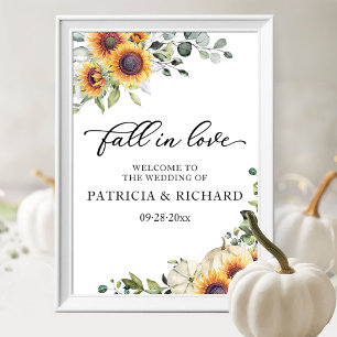 Poster Letreiro de Boas-Vindas de Casamento com Girassóis