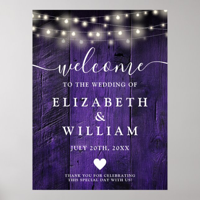 Poster Letreiro de Boas-Vindas de Casamento com Luzes de  (Frente)