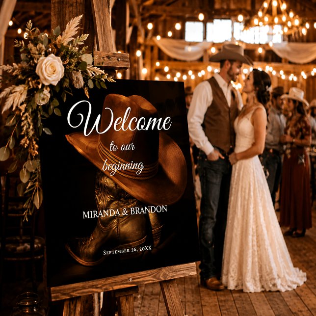 Poster Letreiro de Boas-Vindas de Casamento Country com B (Criador carregado)