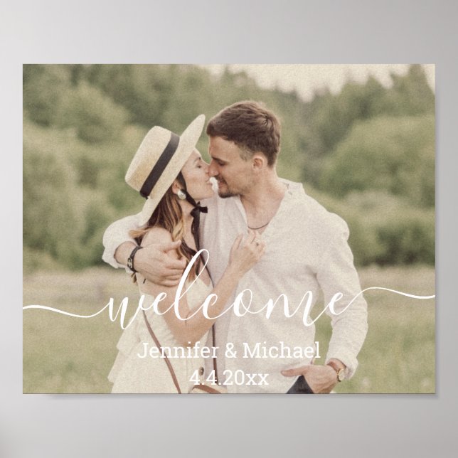 Poster letreiro de boas-vindas de casamento country com e (Frente)