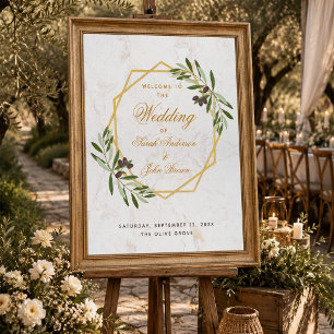 Poster Letreiro de Boas-Vindas de Casamento em Verde Oliv