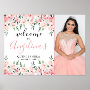 Poster Letreiro de Boas-Vindas Quinceanera com Foto Flora