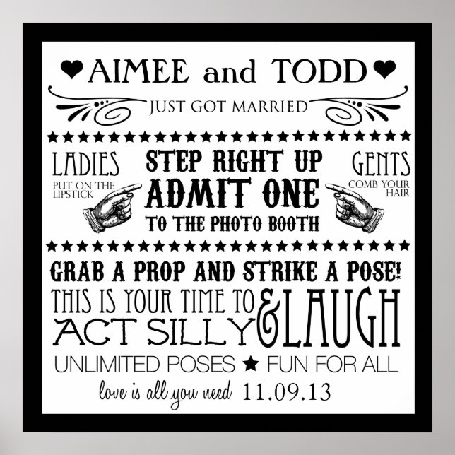 Poster Letreiro de Cabine de Fotos (Frente)