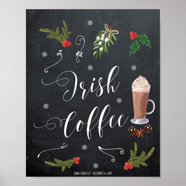 Poster Letreiro de café irlandês no inverno para casament (Frente)