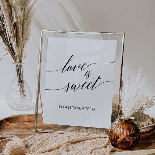 Poster Letreiro de Caligrafia Preta Elegante Amor é Doce