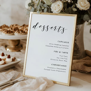 Poster Letreiro de Cardápio de Sobremesas de Casamento co