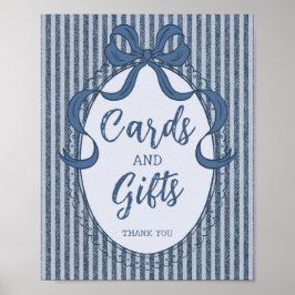 Poster Letreiro de Cartões e Presentes de Jeans Azul com