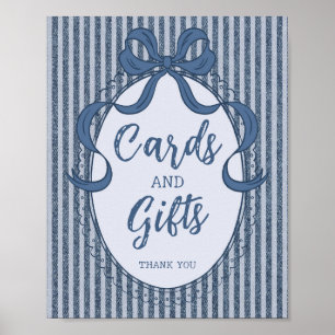 Poster Letreiro de Cartões e Presentes de Jeans Azul com 
