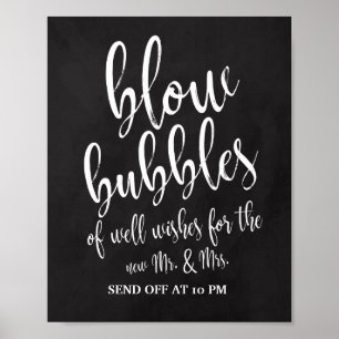 Poster Letreiro de Casamento 8x10 Bubbles Send Off Chalkb
