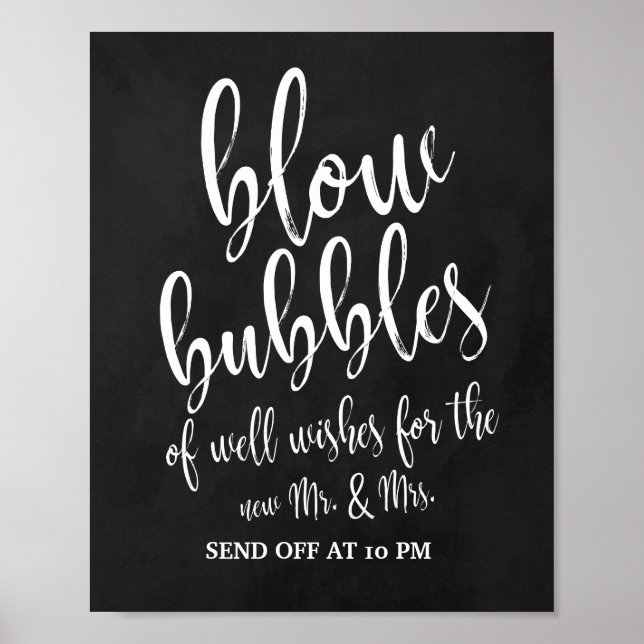 Poster Letreiro de Casamento 8x10 Bubbles Send Off Chalkb (Frente)
