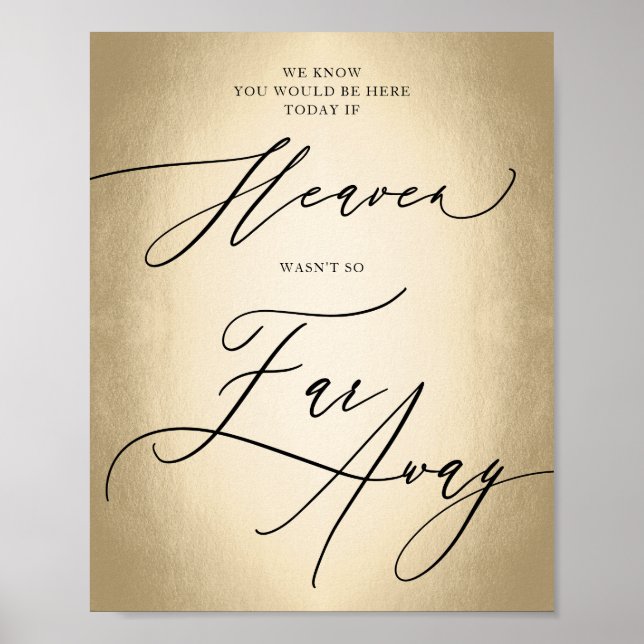 Poster Letreiro de Casamento Caligrafia Céu Está Longe (Frente)