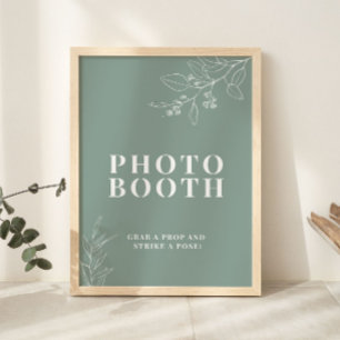 Poster Letreiro de casamento de cabine de fotos em verde