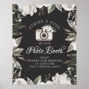 Poster Letreiro de Casamento de Cabine de Fotos Florais V