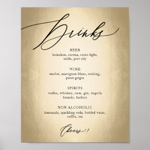 Poster Letreiro de Casamento de Caligrafia para Bebidas e