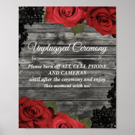 Poster Letreiro de Casamento de Rosas Vermelhas Rustico c