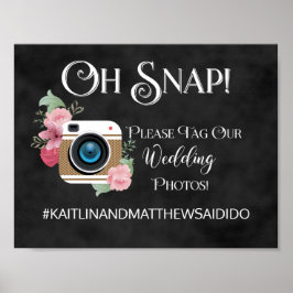 Pôster Letreiro de Casamento em Quadro Negro Fotos Hashta