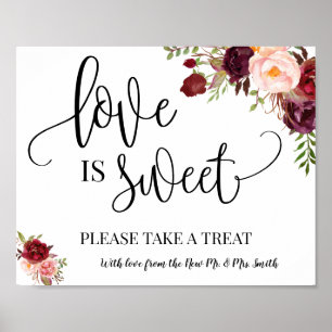 Poster Letreiro de casamento mesa de sobremesa doce amor