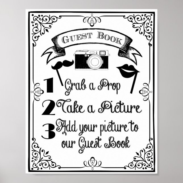 Pôster letreiro de casamento ou festa de livro de visitas (Frente)