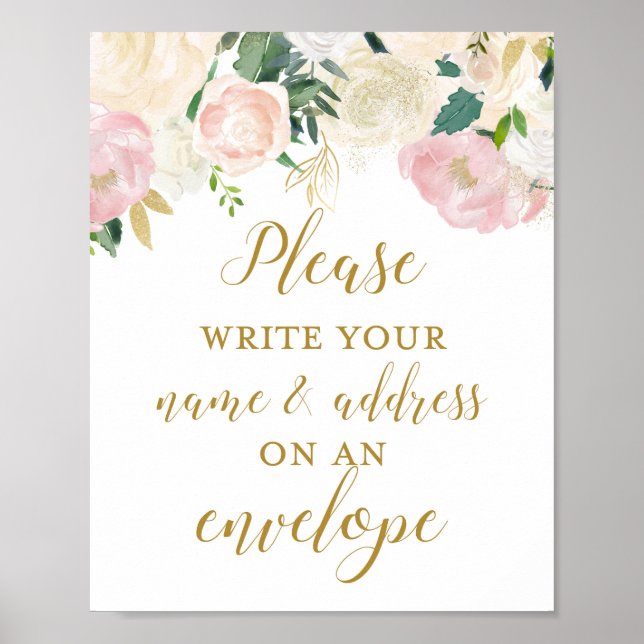 Poster Letreiro de Chá de Noiva Rosa Corado e Dourado (Frente)