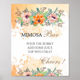 Poster Letreiro de chá de panela do bar de mimosa Poppies