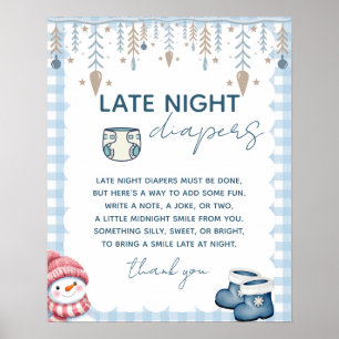 Poster Letreiro de Chás de Bebê de Inverno para Fraldas N