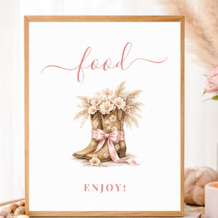 Poster Letreiro de Comida para Chá de Bebê com Botas de C