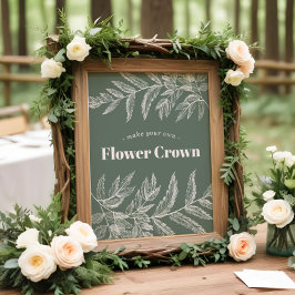 Poster Letreiro de Estação de Coroa de Flores de Floresta