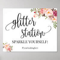 Letreiro de estação glitter rosa boho chic chá de