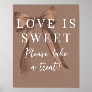 Poster Letreiro de Favor Coquette Brown Bow Love is Sweet