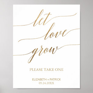 Poster Letreiro de Favor Crescer o Amor em Caligrafia Dou