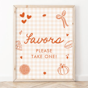 Poster Letreiro de Favores de Torta de Laranja de Gingham